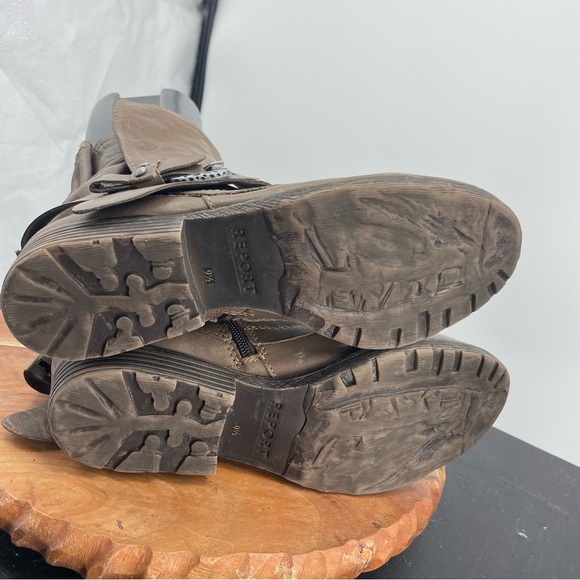 Report Motorcycle Boots woods brown leather fold over Sz 9.5 - Picture 6 of 9